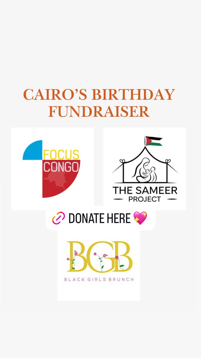 This year I turn 30 🎉 Instead of gifts, I’m raising money for 3 causes close to me!

The Sameer Project (aid to Gaza)

Focus Congo (tackling the impact of conflict)

Black Girls Brunch UK (my CIC for Black Womxn). 

Please donate or share to help: justgiving.com/crowdfunding/c… ✨