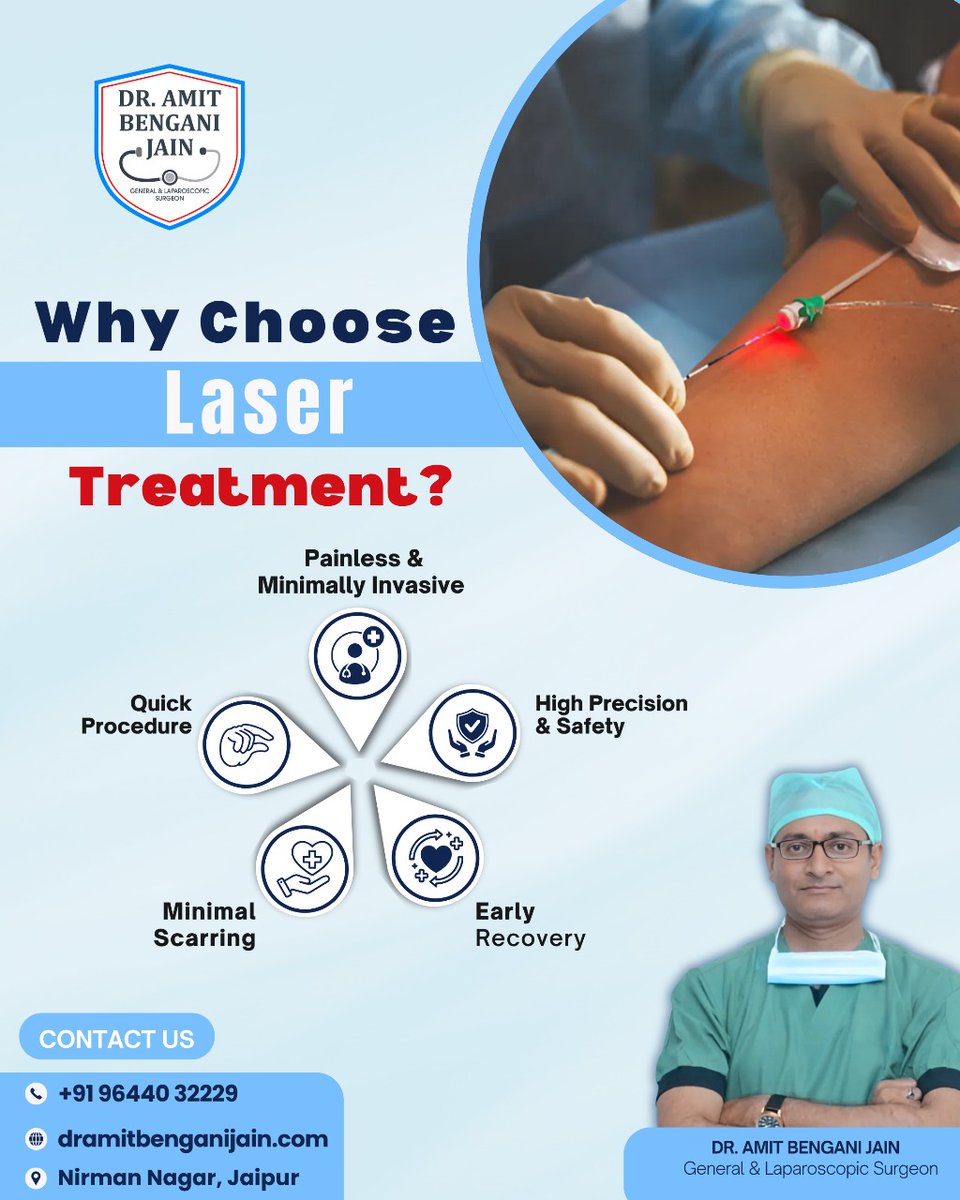 DrAmitBengani's tweet image. Choose laser treatment for painless care, quick results, and minimal scarring. Advanced technology for faster, safer recovery! Book your appointment today.

📞 +91 96440 32229
🌐 dramitbenganijain.com

#lasertreatment #healthcareinnovation #quickrecovery #dramitbenganijain