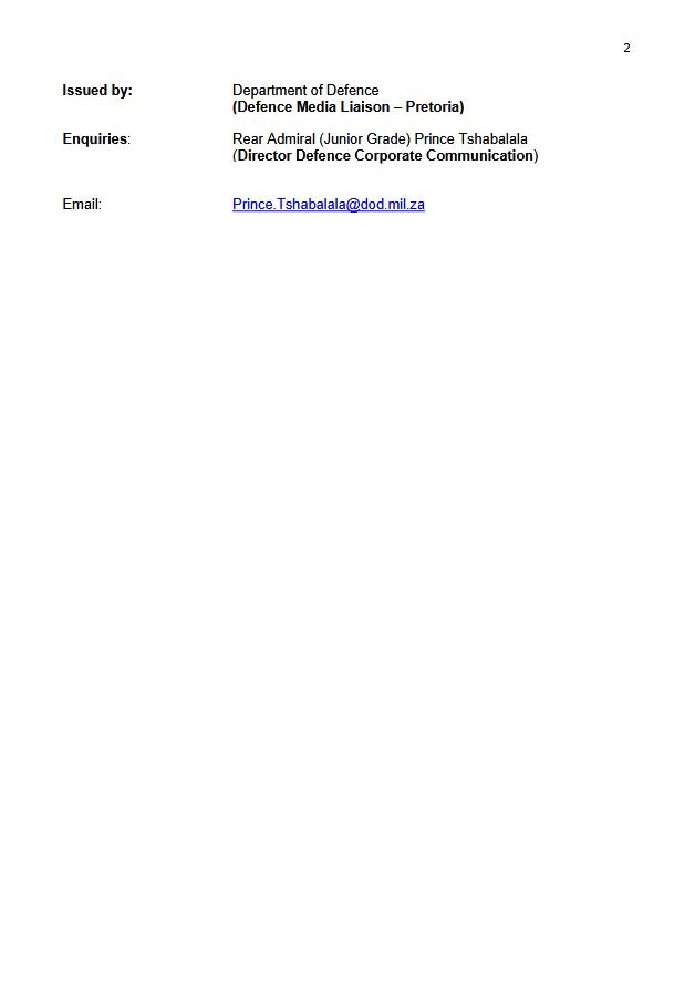 SANDF_ZA's tweet photo. The SA National Defence Force Media Invitation || Chief of the SA National Defence Force Medal Parade at Air Force Base Ysterplaat, Western Cape.
Media Invitation by Defence Corporate Communication || Media Liaison.
#SANDF
#DCCMediaLiaison
#SAMilitaryParade https://t.co/KuudpDtWbD