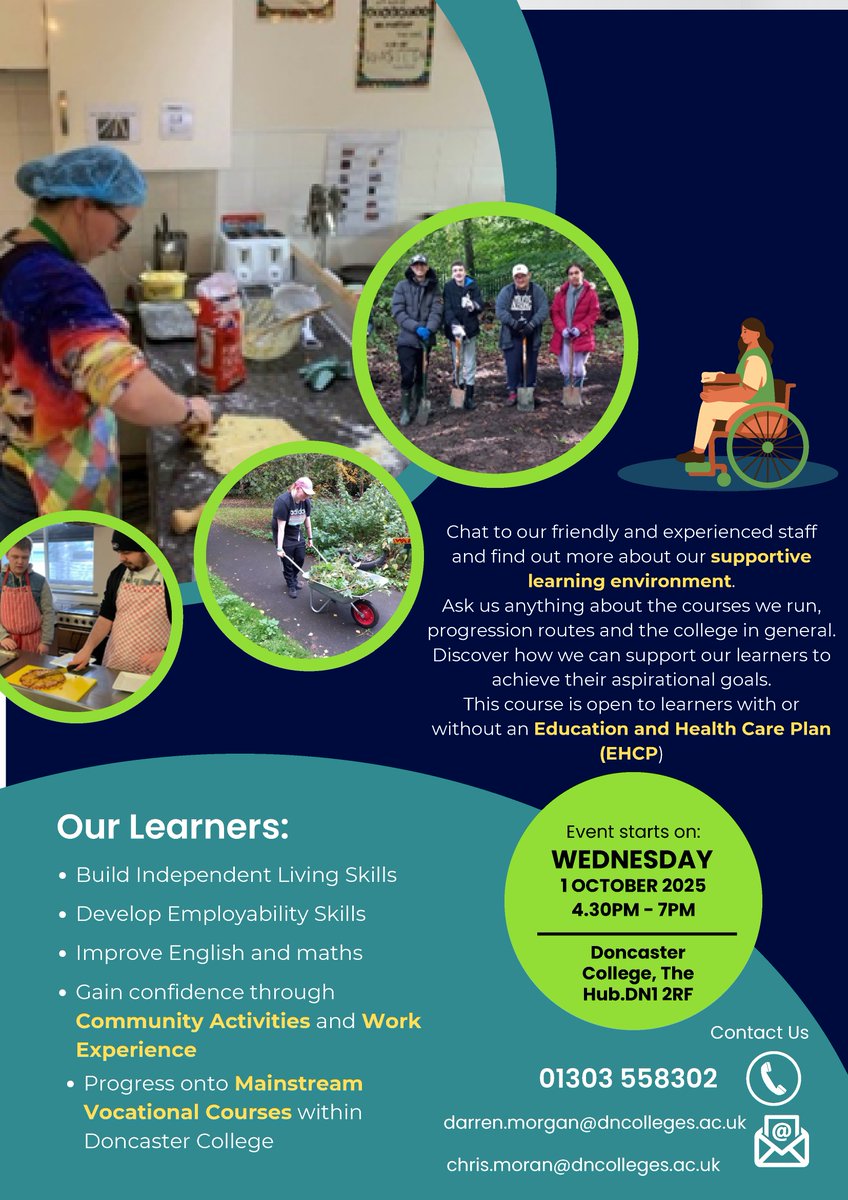 Please see below information regarding tonight's Post 16 Open Evening at Doncaster College