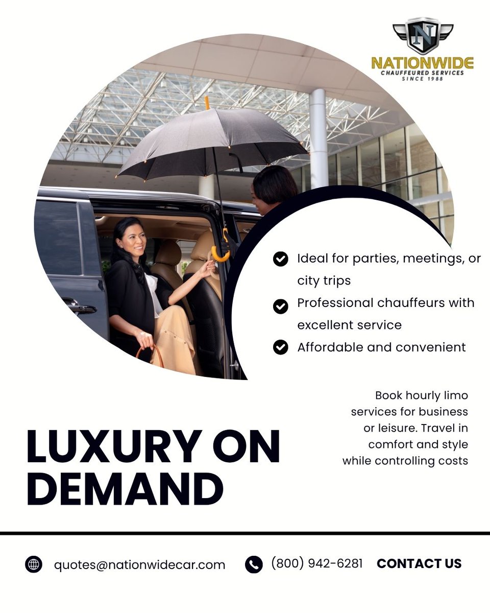 nationwidecar20's tweet image. 🚖✨From business trips to weddings, our Hourly Limo Services offer unmatched comfort, style, and flexibility
📞 Call/Text (800) 942-6281 | 📧quotes@nationwidecar.com
Visit: bit.ly/4hWhObn
#HourlyLimoServices #HourlyLimo #LimoServiceNearMe #LuxuryLimoRide