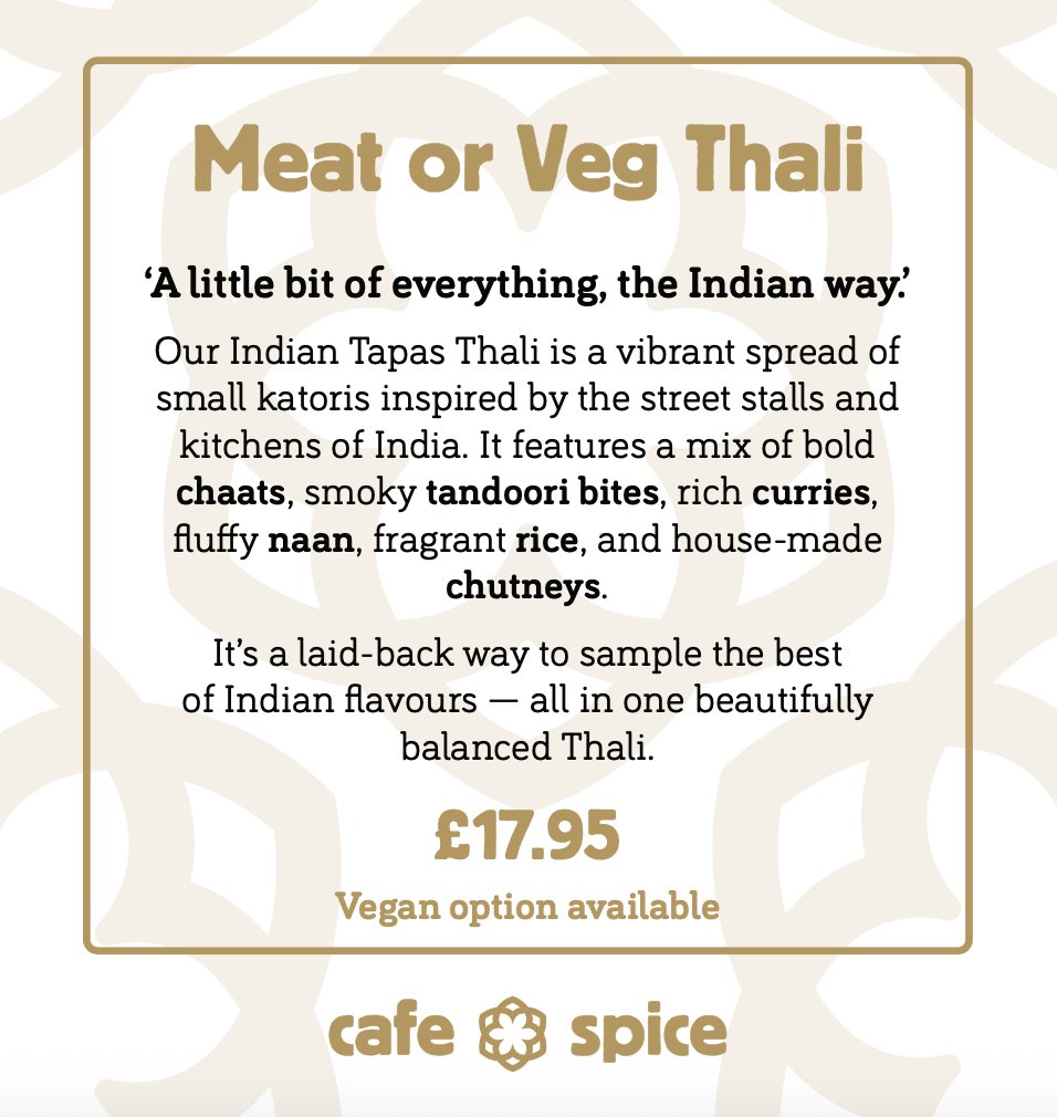 cafe_spice's tweet photo. It’s the best night of the month... #Thali Night! 🎉

Click here to see what’s on the menu tonight (you won’t be disappointed) 👉 https://t.co/h2aNazndPf

We can’t wait to see you!

#AuthenticIndian #FoodiesOfInstagram #EatLocal https://t.co/XVbgaEOoqk
