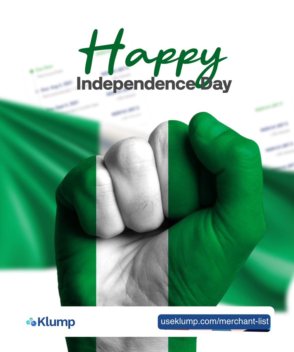 Happy Independence Day, Nigeria! 🇳🇬 ✨

Today, we celebrate the spirit of freedom, resilience, and progress that defines us as a nation.

Here’s to building a future where possibilities are endless, and payments never hold you back. 💚🤍💚

#NigeriaAt65 #happyindependenceday