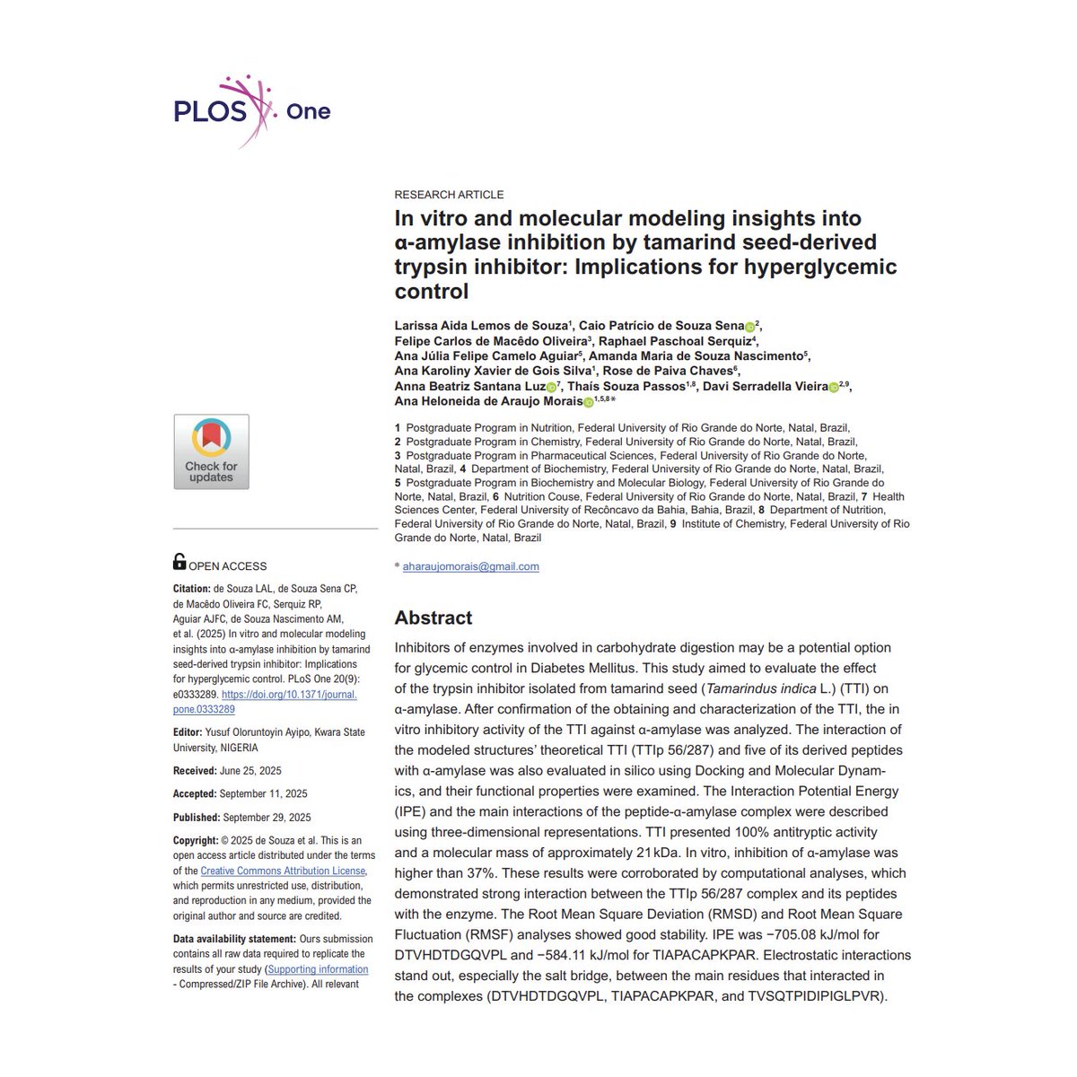 New study by Caio Sena &amp; coauthors reveals tamarind seed trypsin inhibitor can also inhibit α-amylase, a key enzyme in carb digestion

Illustrations made using #ProtienImager 3dproteinimaging.com/protein-imager/

doi.org/10.1371/journa…

#DiabetesResearch #Tamarind #GlycemicControl