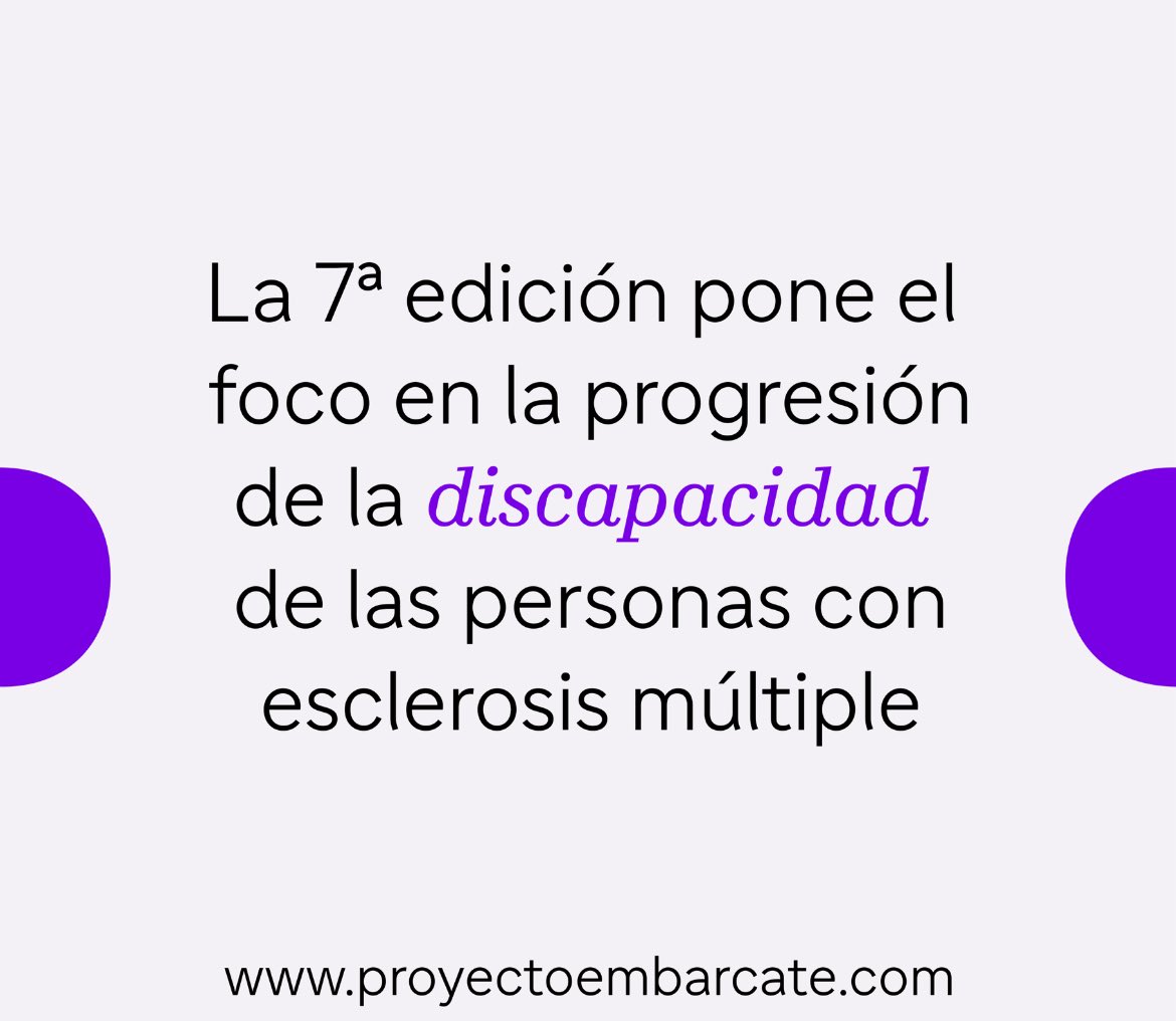 ¡Vuelve #ProyectoEMbárcate! 
7ª edición: foco en la progresión de la discapacidad en #EsclerosisMúltiple. 
En proyectoembarcate.com tienes el formulario de inscripción. Fecha limite: 2 de noviembre.
@EM_OnetoOne_ES <a href="/SanofiES/">Sanofi España</a> <a href="/esclerosiseme/">Esclerosis Múltiple</a> <a href="/aedemesclerosis/">Esclerosis Múltiple</a>