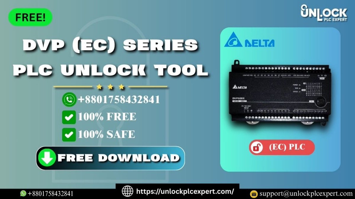 Unlockplcexpert's tweet image. Delta DVP (EC) Series PLC Now Unlocked in One Click – Absolutely Free
Fast &amp;amp; Secure Unlock Tool #deltaplc #dvpecunlock #plcunlocktool #unlockplcexpert  #automationexperts #plcexpert