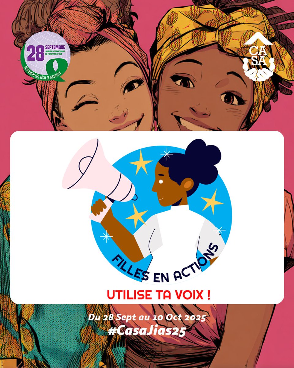 #CasaJias25 
#ASHumanitaire 
#ASencrise 
#28Septembre #JusticeReproductive

🔥 Le Réseau National Féministe Filles en Actions rejoins aujourd’hui la Campagne pour l’Accès à l’Avortement Sécurisé en Afrique francophone, Campagne CASA 2025 ✊🏾

Parce que même en période de crise ou