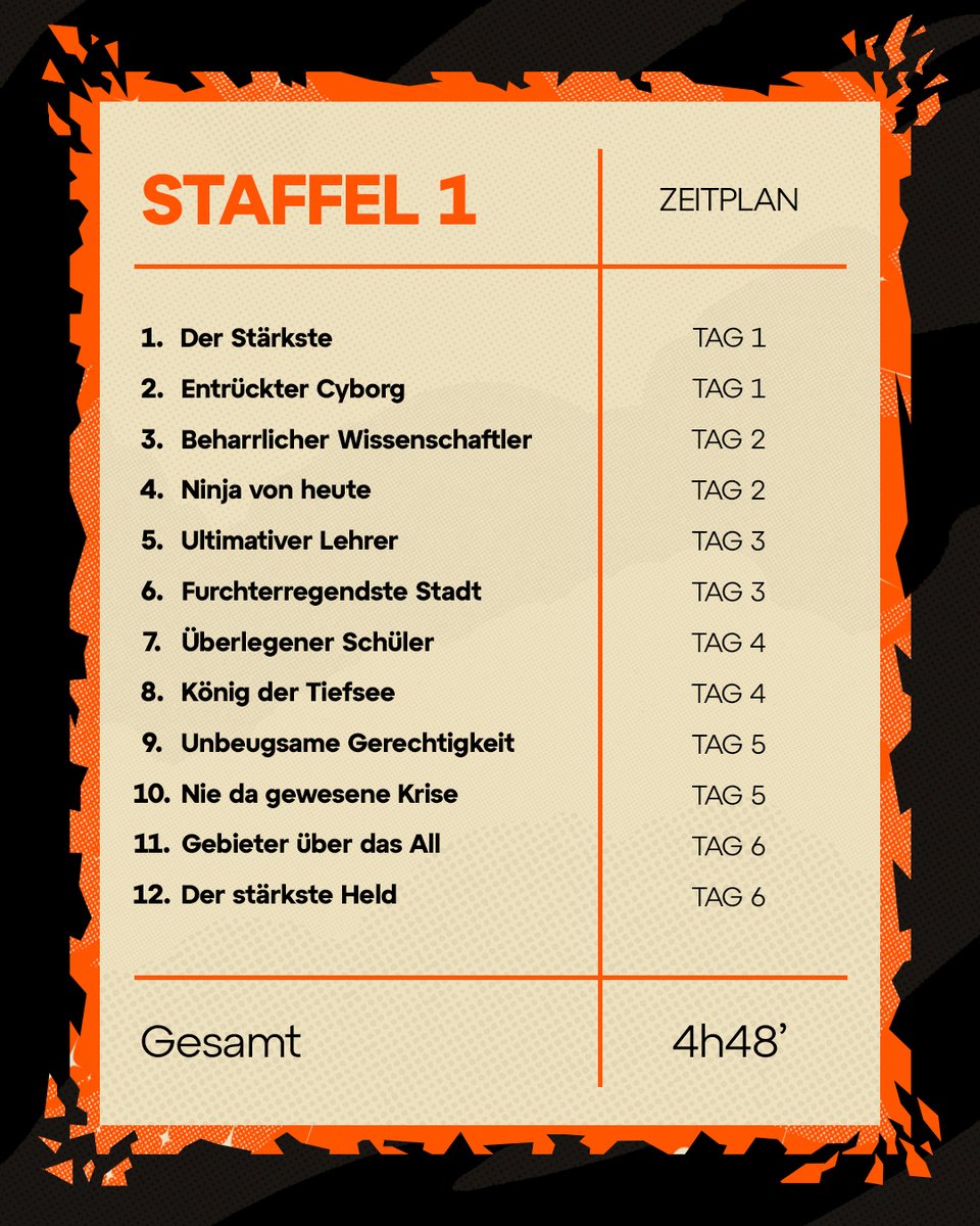 Crunchyroll_de's tweet photo. Der Countdown läuft!

Hol One-Punch Man auf, bevor Staffel 3 startet – hier dein Tagesplan 🤓 https://t.co/o8ueD5cPwP