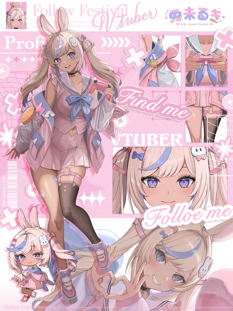 RukiUsami's tweet image. ｡.୨୧⌒⌒⌒⌒⌒⌒⌒⌒⌒⌒⌒⌒୨୧.｡
　#10月のVTuberフォロー祭り
　︶︶︶︶︶︶︶︶︶︶︶︶︶
#Vtuber準備中 の
兎未るき(うさみるき)です ˊˎ˗

🐰セルフ受肉 .ᐟ
🤍ただいま自分でモデリング中 .ᐟ
🐰太もも揺れる予定
🤍FF14やってるよ
🐰レトロゲー集めてる👾

🤍🔁💬巡回します .ᐟ