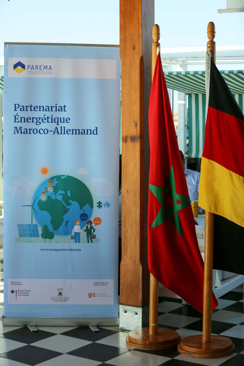 GER_in_Morocco's tweet photo. About 30 🇩🇪 companies from the #hydrogen sector in #Marrakech for the #PtX #Summit ! Ahmed Bouzid from @MTEDDMAROC & the head of the 🇩🇪 delegation Christoph Rauh from @BMZ_Bund welcoming guests to a #PAREMA networking event
🤝 for a #carbon-free future! 🔜🍃 https://t.co/quxnag6kLj