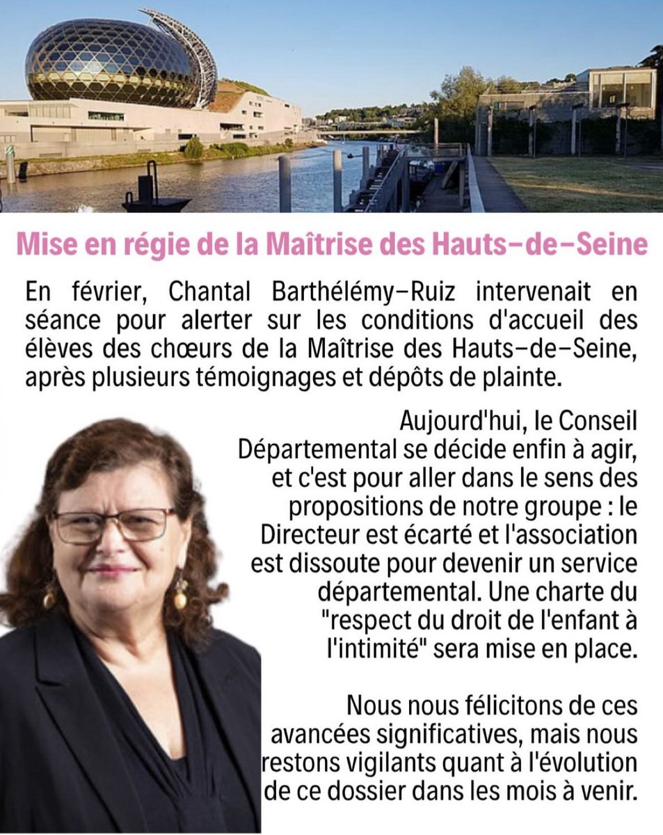 🔴 Retrouvez l’intervention de notre Conseillère départementale <a href="/CBRuiz92/">barthelemy Chantal</a> qui alerte sur les conditions d’accueil des élèves des chœurs de la Maîtrise des Hauts-de-Seine ⤵️

m.youtube.com/watch?v=fkCNPp…