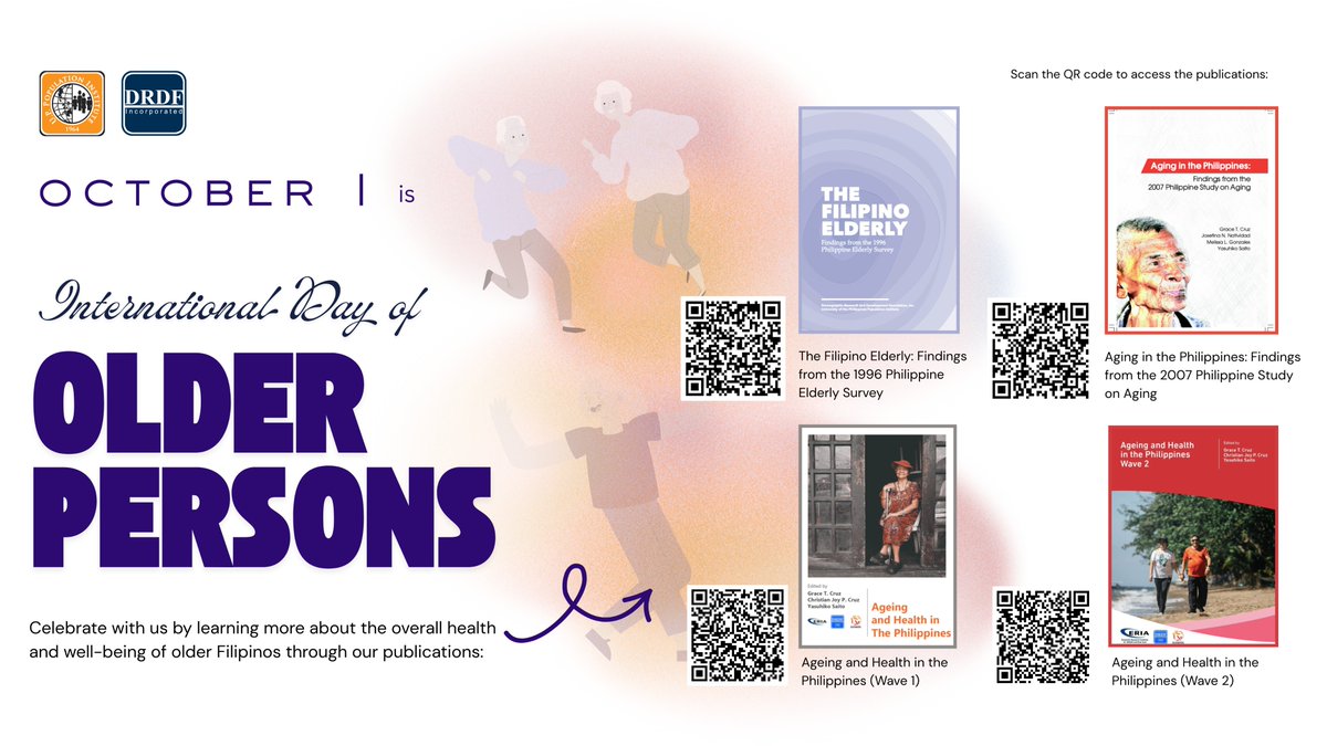 In observance of the International Day of Older Persons, the University of the Philippines Population Institute and the Demographic Research and Development Foundation, Inc. take pride in sharing our publications on aging. Happy International Day of Older Persons!