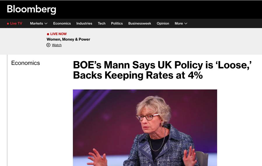 MacroPru's tweet image. bloomberg.com/news/articles/… @CLMannEcon: “There are times when the financial market #spillovers are large enough to dominate what is, in my view, the appropriate stance for monetary policy for the UK. So we’re very conscious of those #spillovers.”
