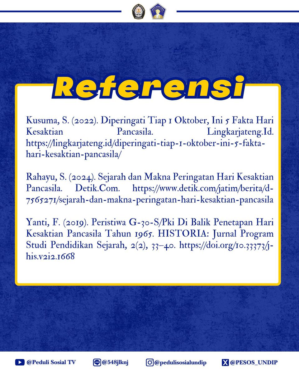 PESOS_UNDIP's tweet photo. Dengan semangat yang sama, mari kita terus menjaga arti Pancasila dalam kehidupan dengan menghargai kesetaraan, membantu, dan merangkul satu sama lain demi Indonesia yang lebih adil, bersatu, dan sejahtera! 🇮🇩 https://t.co/shKZdlFcx0