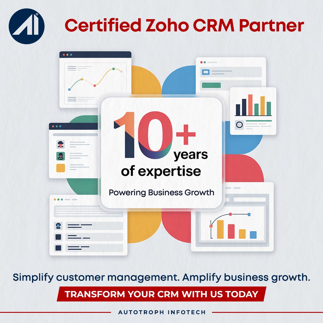 autotrophit's tweet image. As a Certified Zoho CRM Partner, Autotroph Infotech delivers tailored CRM solutions to streamline sales, support, and automation.

Discover how smarter CRM can boost your business: autotrophit.com/service/crm-de…

#ZohoCRM #CRMDevelopment #BusinessSolutions #AutotrophInfotech