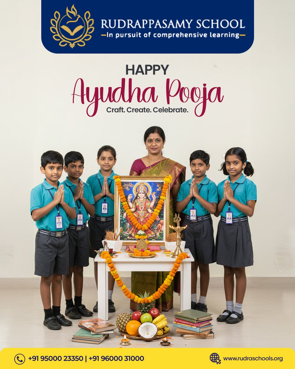 rudrappaswamy's tweet image. ✨ Craft. Create. Celebrate.
At RPS School, Ayudha Pooja is not just a tradition—it’s a reminder to honor the tools of knowledge, creativity, and growth that shape our future. 🌸📚
#AyudhaPooja #RPSSchool #TraditionAndLearning #CelebrateKnowledge