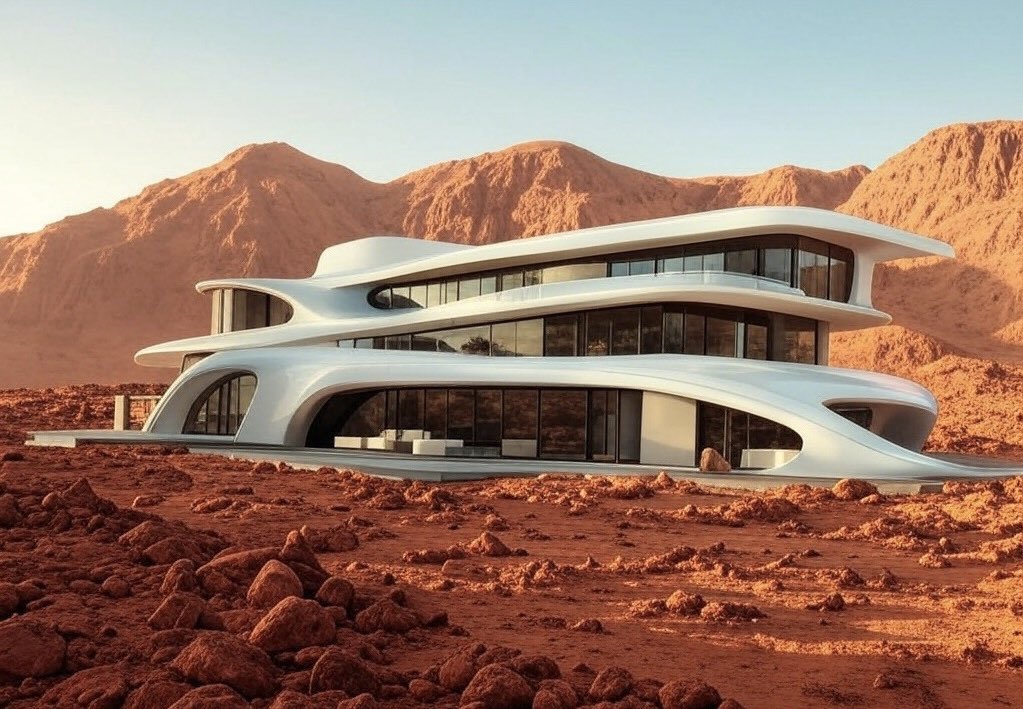 Future architecture of Mars. 
Author: architect Vladimir Sokolov (Tallinn)
#Mars 🚀 🔴 #architecture