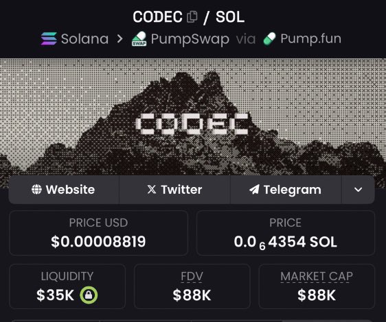 TokenGhoul_'s tweet image. I called out $CODEC early to my private TG fam at just $88K MC.
⛓️ #Solana
CA: 69LjZUUzxj3Cb3Fxeo1X4QpYEQTboApkhXTysPpbpump