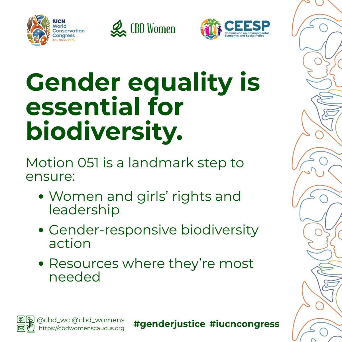 cbd_wc's tweet image. 🎉Historic milestone! Members voted in favour of Motion 051 on Gender Equality ahead of #IUCN2025 🌍
This is a commitment to resource, implement & lead the CBD Gender Plan of Action.
🌱 Gender justice = safeguarding nature.
#Congratulations to all sponsors of this motion!