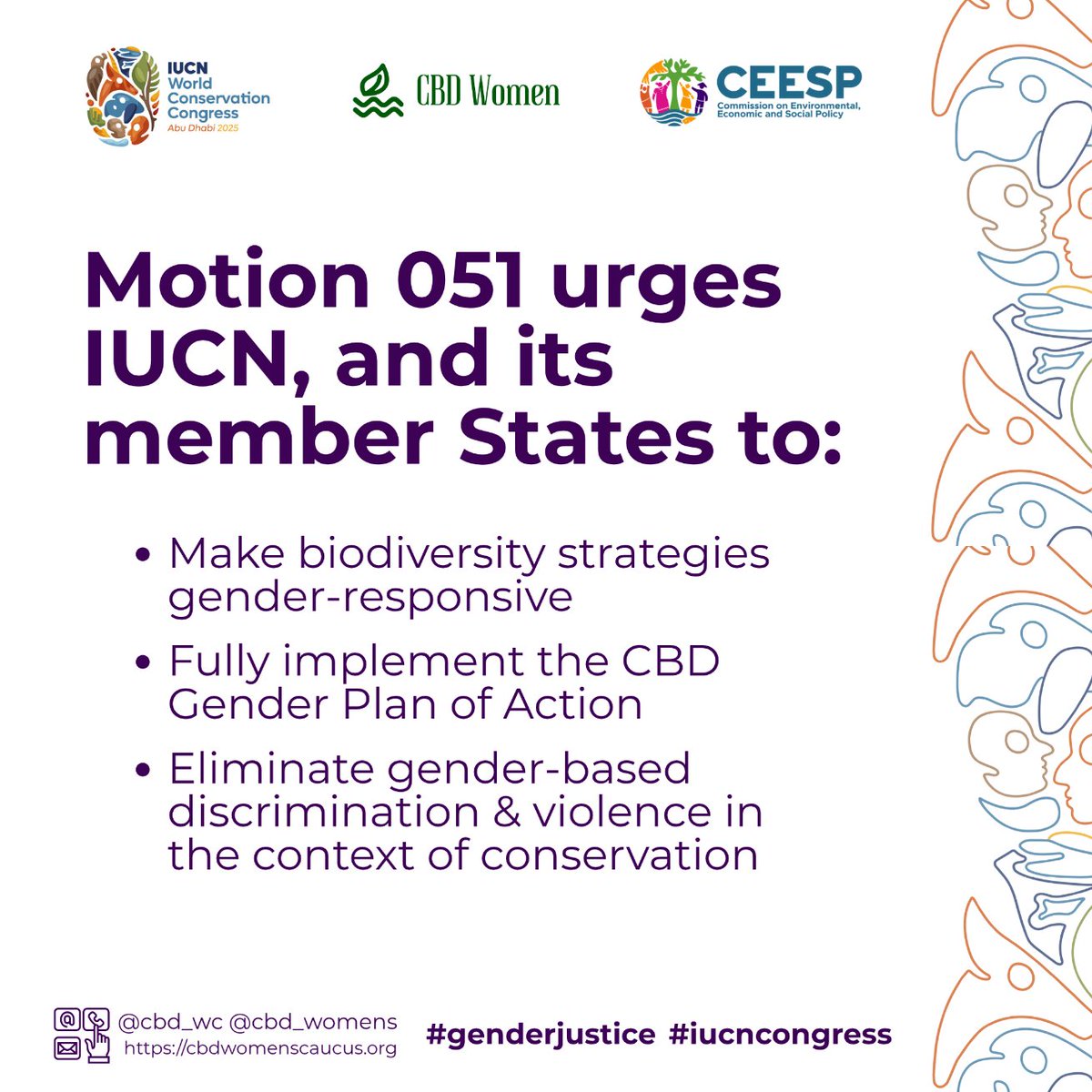 cbd_wc's tweet image. 🎉Historic milestone! Members voted in favour of Motion 051 on Gender Equality ahead of #IUCN2025 🌍
This is a commitment to resource, implement & lead the CBD Gender Plan of Action.
🌱 Gender justice = safeguarding nature.
#Congratulations to all sponsors of this motion!