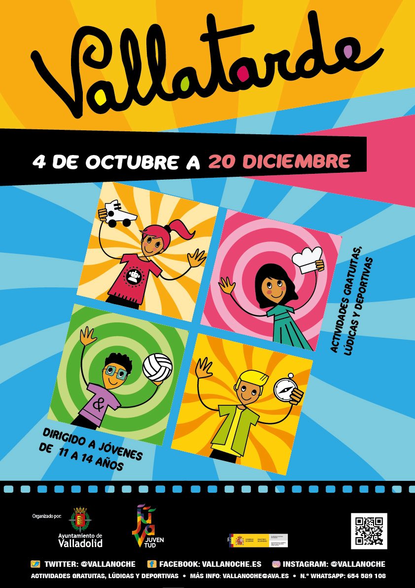 vallanoche's tweet photo. Las actividades de Otoño 🍂 de fin de semana de VallanoChe(14 a 30 años) &amp; VallaTarde(11 a 14 años) ya están aquí con Ocio Alternativo y gratuito #valladolid con ganas de🛼🛹⛹🏼‍♂️🤿🩳🤺👻🤖👩🏻‍💻🧟‍♀️⚽️🤼‍♀️🤸‍♀️👷‍♂️🗣🎙🏀🧱🎾🪄👾🎭🏊🏼‍♂️🏐🎨🎪🎲📸🏰🧭🗺🎛🎧🔵👟🔐🕵🏼‍♀️🧑🏻‍🎤🎃👩‍🎨 +info https://t.co/6FeJIrcKrd https://t.co/EwbueVg5JT