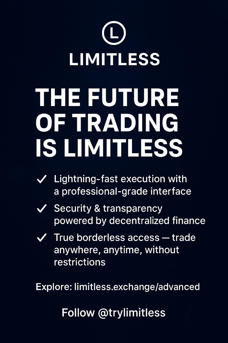 09eleven_'s tweet image. The future of trading isn’t about limits — it’s about possibilities. 🌐
@trylimitless  is redefining what traders should expect from a platform:
⚡ Lightning-fast execution with a professional-grade interface
🔒 Security & transparency powered by decentralized finance
🌍 True…