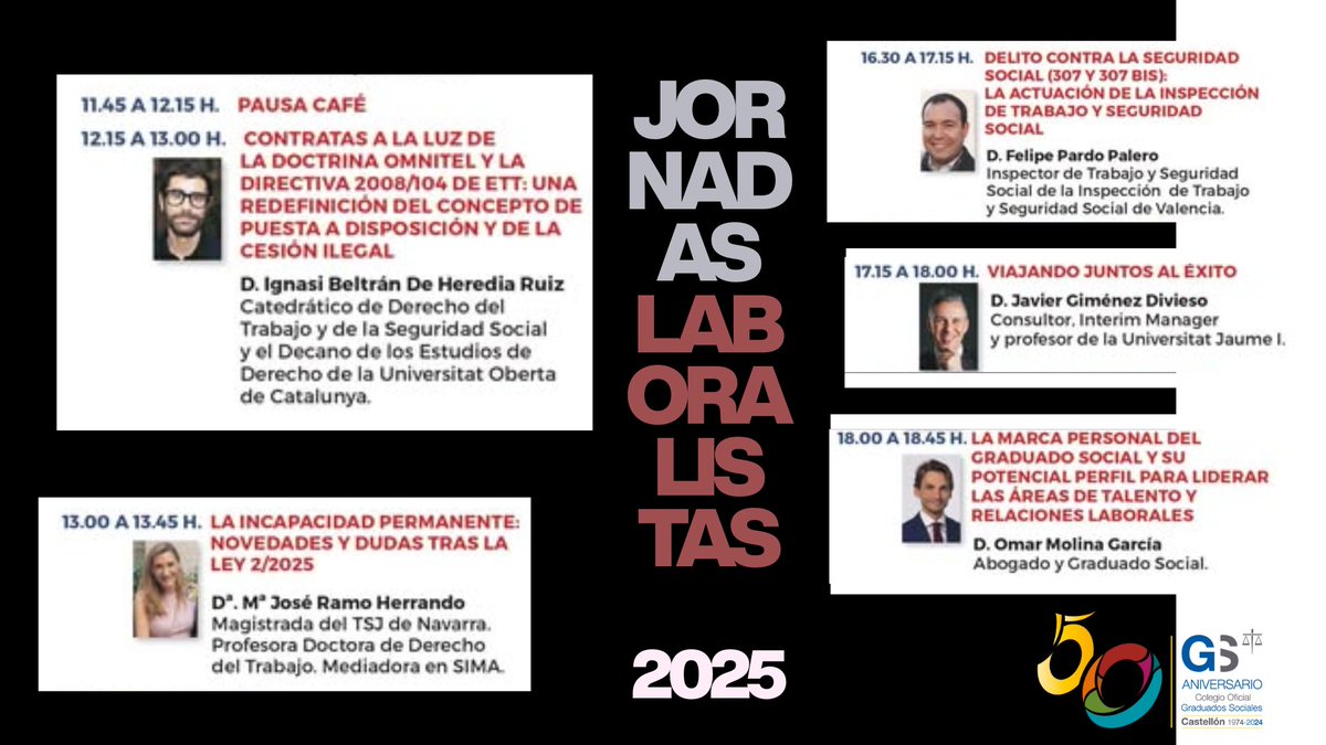 📢 ¿La doctrina Omnitel, novedades en la incapacidad permanente y  delitos contra la seguridad social? ¿Marca personal y éxito profesional?

📍<a href="/camaracastellon/">Cámara Castellón</a>

<a href="/glm_ett/">Gestora Laboral</a>
<a href="/ateneuprivacy/">Ateneu Privacy Consulting</a>
<a href="/Opentix_ES/">Opentix</a>
<a href="/vlex/">vLex</a>
<a href="/sislei/">SISLEI</a>
<a href="/prevenpyme/">prevenpyme</a>
<a href="/Europreven/">Europreven</a>
#lexago #segorbinaseguros #unimatprevencion