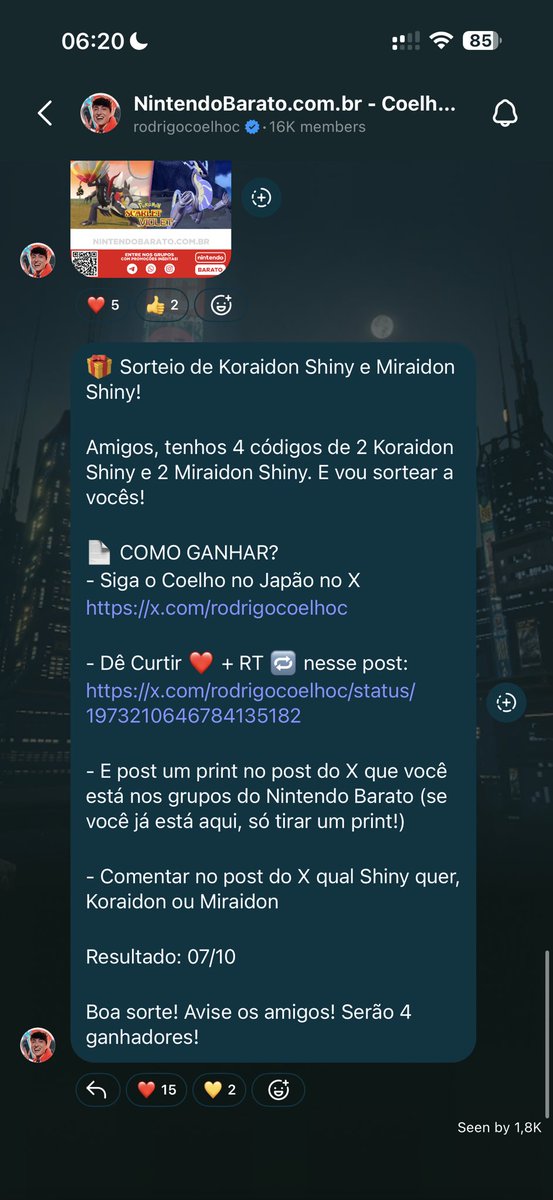 samueldesigner's tweet photo. @rodrigocoelhoc Estou no grupo do Nintendo Barato, quero o Koraidon https://t.co/qifSnHCmpW