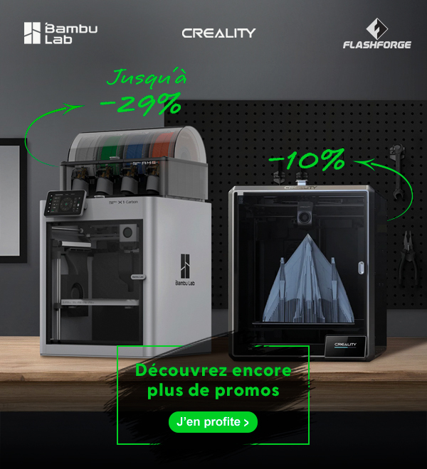 Envie de vous équiper à prix réduits ?
Découvrez dès maintenant nos imprimantes 3D.
C’est l’occasion idéale d’enrichir votre espace et de transformer vos projets en réussites tangibles.
urlr.me/4xHRdy
#Bambulab, #creality, #flashforge, #technologieservices, #impression3d