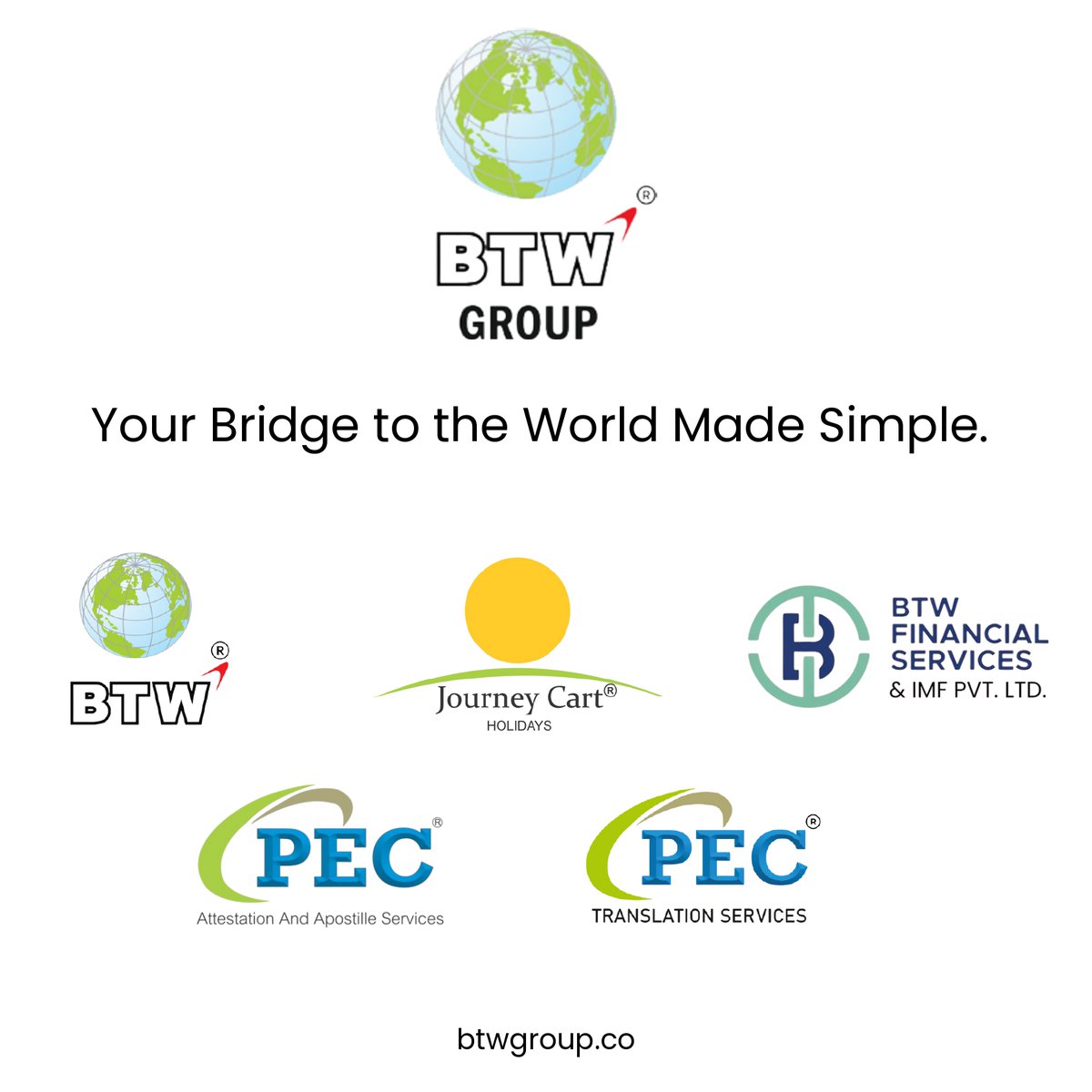 btwgroupco's tweet image. Visa, Apostille, Loans, Holidays: Your world, sorted.
One group, global solutions.
#BTWGroup #BTWVisa #BTWIMF #JourneyCartHolidays #PECAttestationandApostille  #PECTranslation #AttestationServices #VisaAssistance #FinancialAdvisory #TranslationServices #TravelSolution