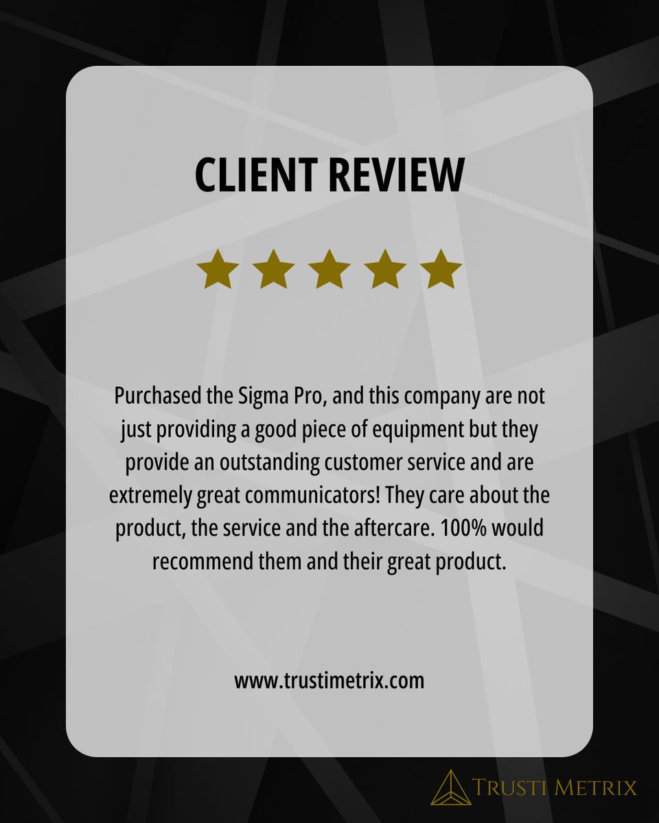 trustimetrix's tweet image. ⭐️⭐️⭐️⭐️⭐️

Another great review from a customer who chose Trusti Metrix for their Sigma device.

We’re proud to supply genuine products, fast delivery, and real support at every stage.

#TrustiMetrix #CustomerReview #SigmaMetalytics #GoldVerification #PreciousMetals