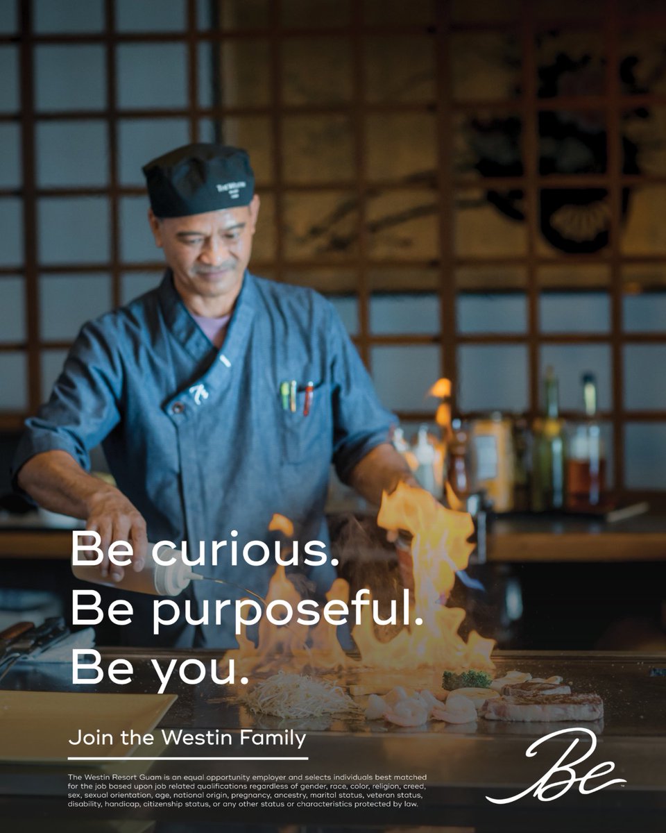 Wherever you want to go, whoever you want to be, you deserve a career that fulfills your purpose.

THE WESTIN JOB FAIR
Date: Tuesday, October 7, 2025
Time: 10:00 AM - 2:00 PM
Location: The Westin Resort Guam, Mezzanine Floor

Call 671-647-1020 for more information.