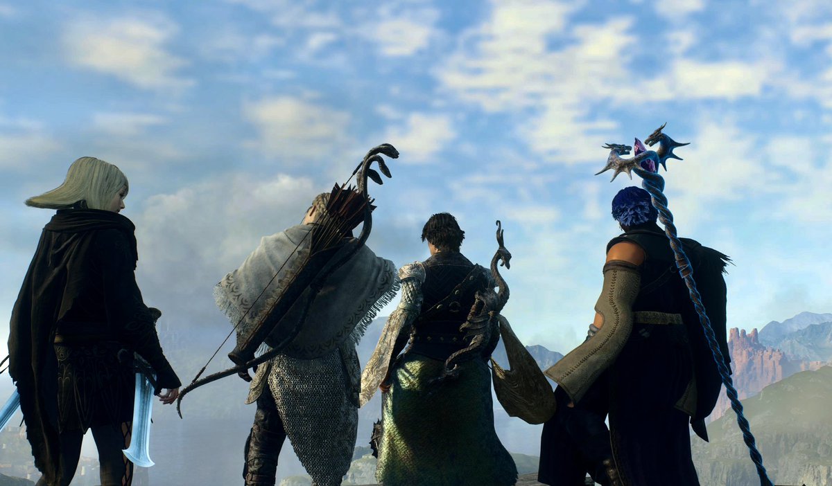 Elm_DD2's tweet image. 【あなたのポーン撮らせていただけませんか？】
初回のゲストはノエルさん（@unyi_t さん）とルーシェさん（@Milla_DD01 さん）

4人パーティはとても新鮮で面白いですね

色んな景色と一緒にこれからも共有します📷

#ドラゴンズドグマ2
#TheArisenWantMore #expandDD2