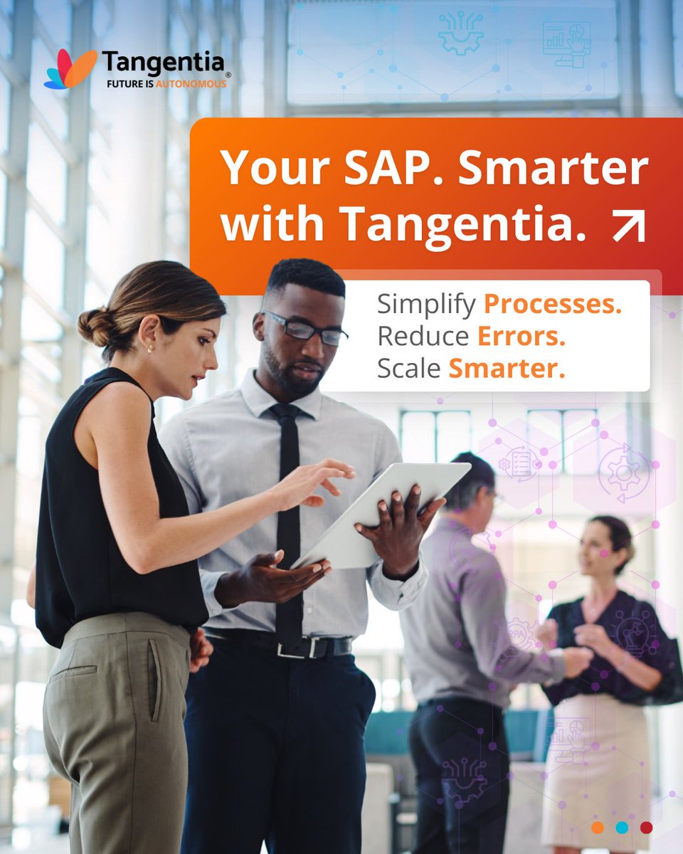 Your SAP. Smarter with Tangentia. 
Simplify processes, reduce errors &amp; scale smarter with our SAP solutions: S/4HANA, AMS, QA &amp; Testing, and Integration Services.
Learn more 👉 lnkd.in/dR_qucqm

#Tangentia #SAP #S4HANA #Automation