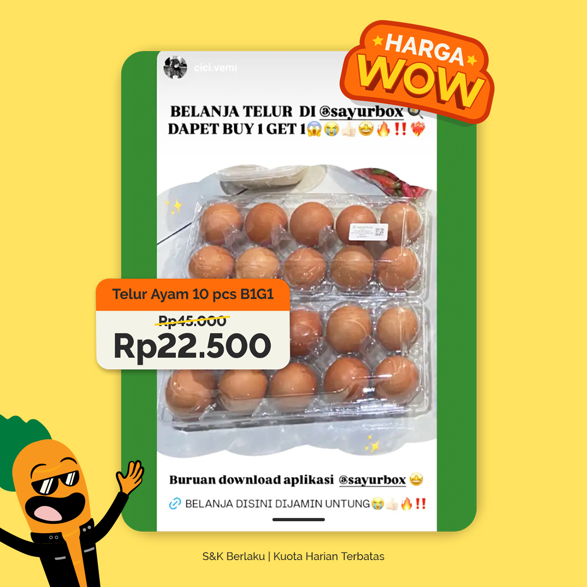 sayurbox's tweet image. Modal Belanja Bulanan dari Sayurbox!🤑
Diskon 25ribu 🥰
Voucher: SBXOKTOBERHEMAT

B1G1 Telur 10 pcs atau klaim GRATIS TELUR💯

Jangan lupa checkout Mangga di Sayurbox #AhlinyaMangga 
Nikmatnya NO DEBAT, harganya SUPER HEMAT 🥭

Cek selengkapnya: sayur.box/info💯