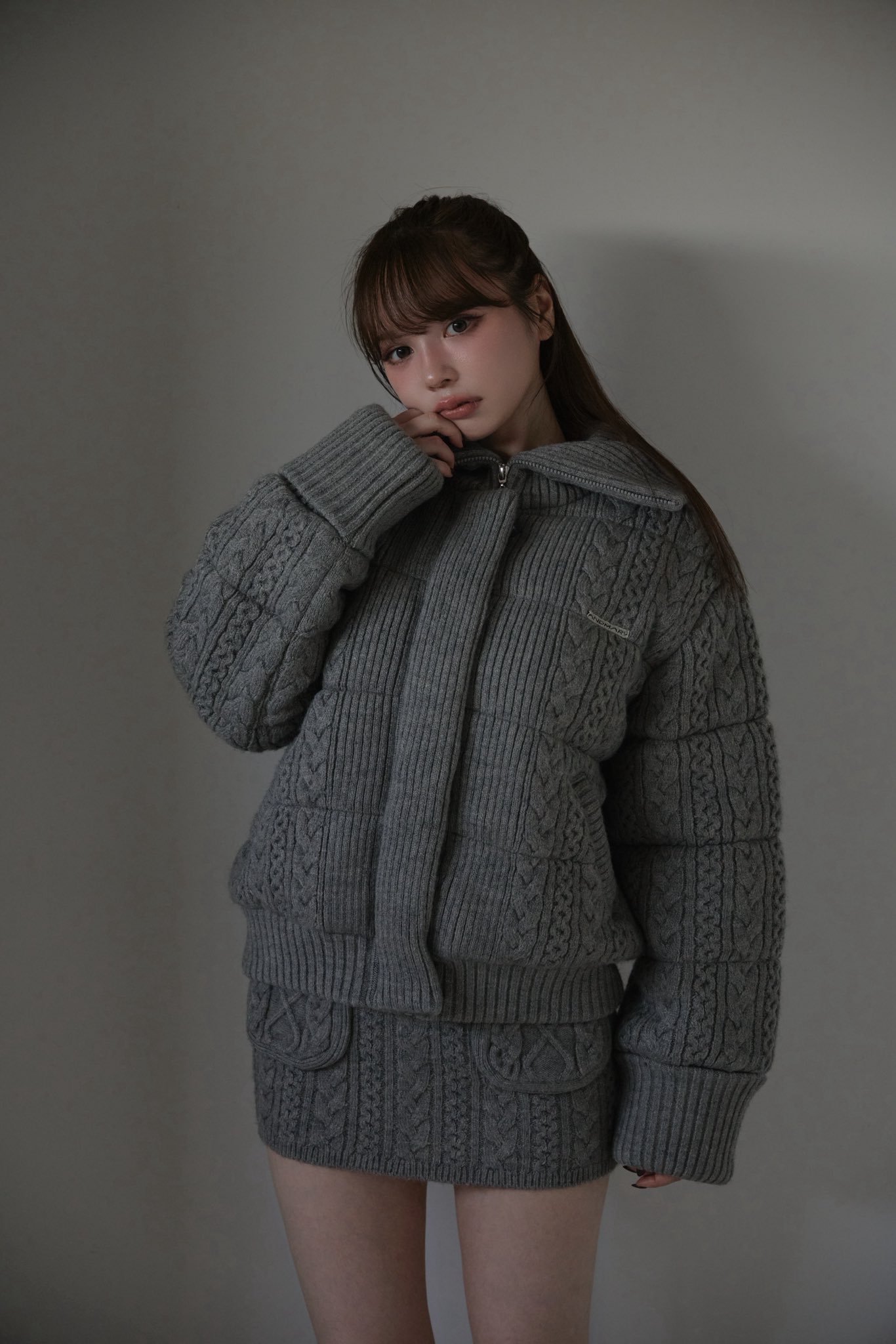 トップス andmary Mary knit cowichan gray ANDMARY】Mary knit cowichan