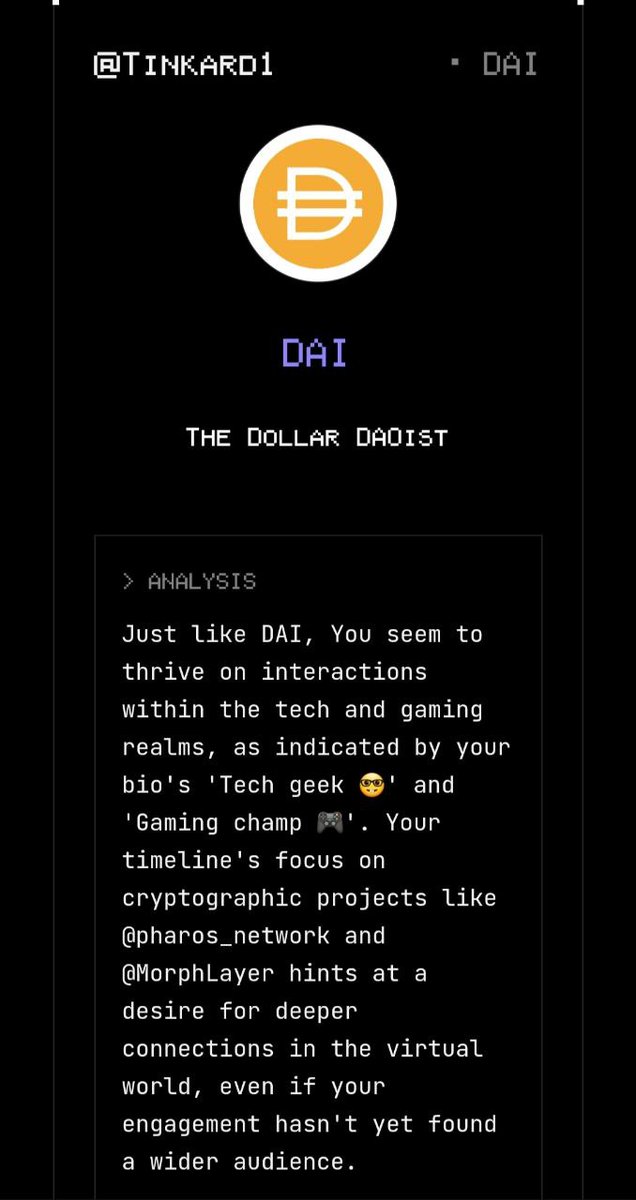 According to my twitter data, I give $DAI vibes.
Bullish <a href="/vana/">vana</a>  ?
Try Coinology on vana
#datarevolution