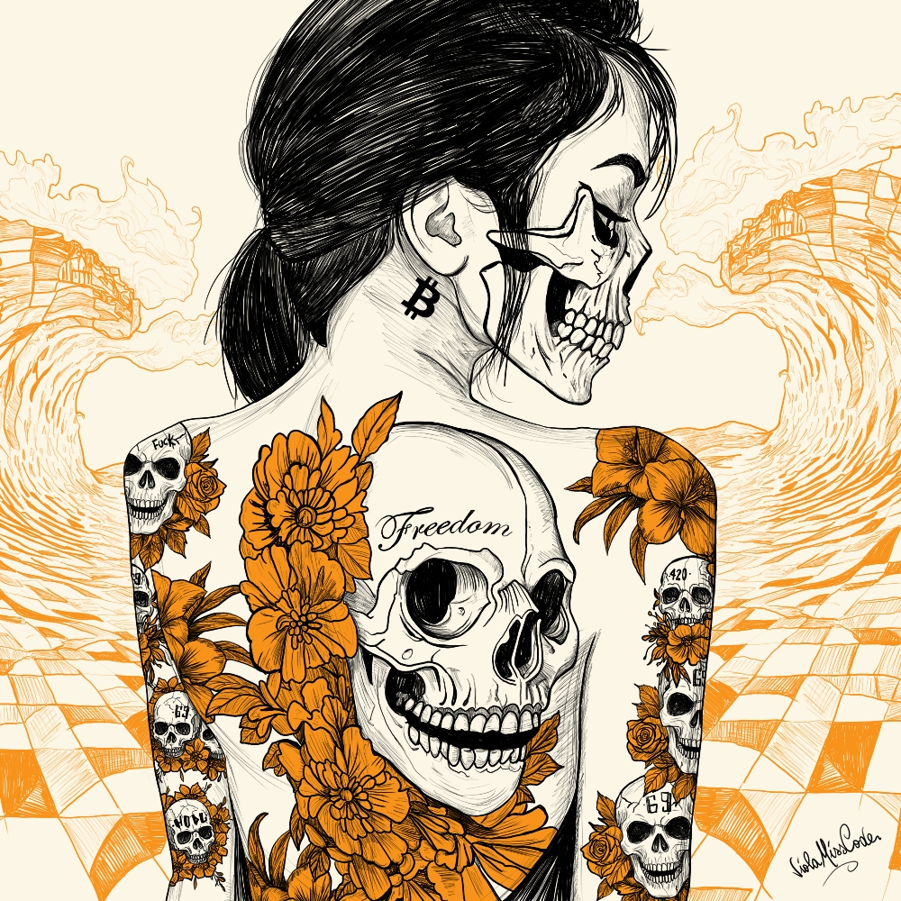 I am so incredibly honoured to introduce one of my favourite artists to Luna;auncher <a href="/ViolaMissCode/">Viola MissCode</a> 

Miss Skull is available now for a limited time and commemorates her 2 year anniversary on Ordinals, this is an incredible entry point in to her work and i emlore you to pick one