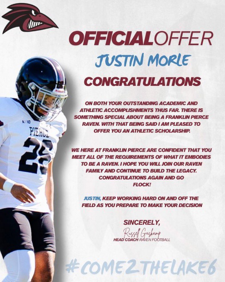 Justin Morle (@j_morle) on Twitter photo Thankful and blessed to receive my second offer from Franklin pierceππΎ
<a href="/BatoryBrandon/">Coach Batory</a> <a href="/NE6FB_Recruits/">NE-Recruits</a> <a href="/Coach_GAS/">Russell Gaskamp</a> Thankful and blessed to receive my second offer from Franklin pierceππΎ
<a href="/BatoryBrandon/">Coach Batory</a> <a href="/NE6FB_Recruits/">NE-Recruits</a> <a href="/Coach_GAS/">Russell Gaskamp</a>