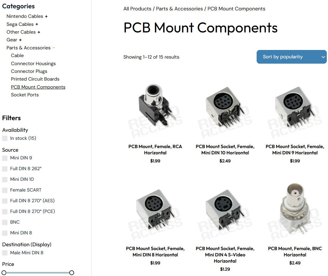 retroaccess's tweet image. Retro Access is now carrying a variety of parts and components, including PCBs, connector ends, housings (hoods), and PCB mount components.

Check it out!

retro-access.com/product-catego…