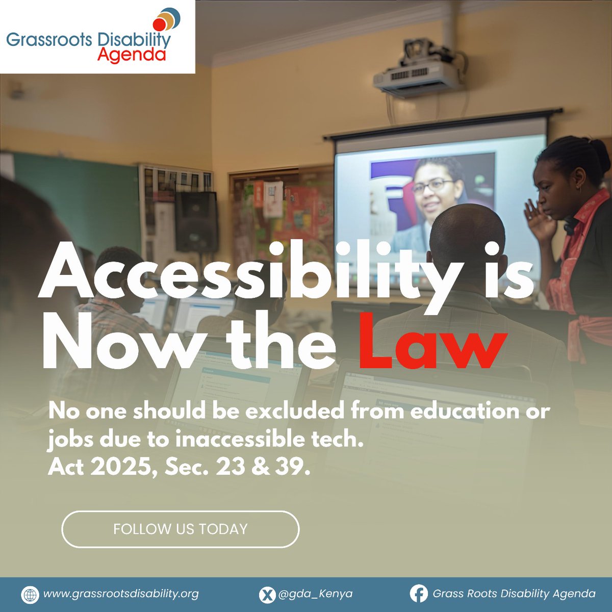 gda_kenya's tweet photo. For too long, inaccessibility locked many out of education and work.
Now, the Persons with Disabilities Act (2025, Sec. 23 &amp; 39) ensures institutions provide assistive devices and adaptive technologies.
CHRPD is here to make inclusion real.
#TechForDisabilityRights https://t.co/M8sYoB4PzZ