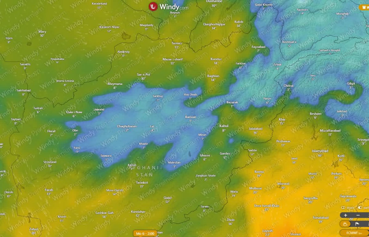 Sayedmuhammad65's tweet image. Cold weather is on the way.
It is forecast that next week the temperature will drop to 6 degrees Celsius and this cold spell will last for one week. On the map, this cold wave is shown in blue.
@NajibSadid