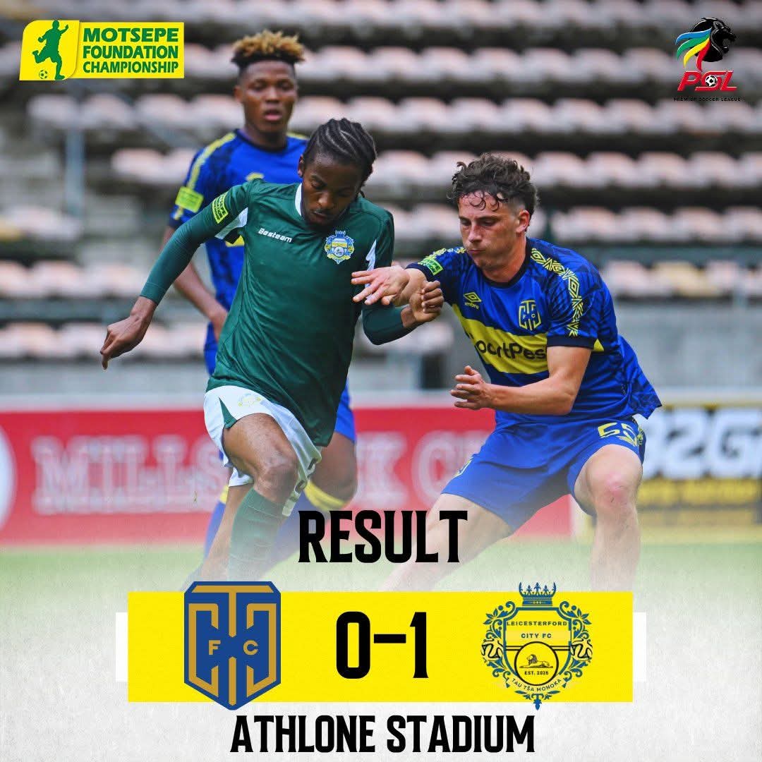 𝗥𝗘𝗦𝗨𝗟𝗧

CT City 0-1 Leicesterford 

#MotsepeFoundationChampionship