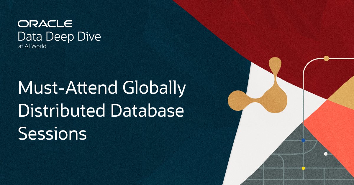 To get you ready for Data Deep Dive at Oracle #AIWorld, Oracle's Globally Distributed Database product management team has prepared a list of learning sessions, roundtables, hands-on labs, and demos you don't want to miss. Check them out: social.ora.cl/6018AiwHI