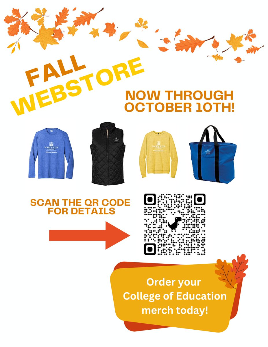 The College of Education FALL Webstore is open now through October 10th! Check it out at: …ucation2025fallwebstore.itemorder.com/shop/home/