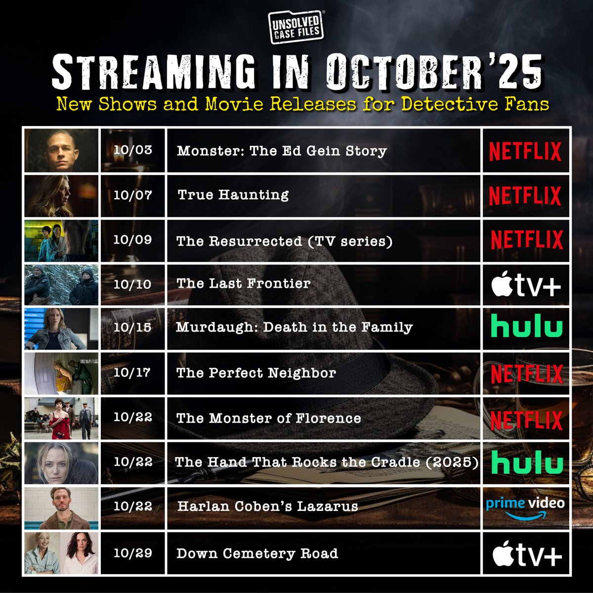 unsolvedcf's tweet image. 🎃 Spooky vibes incoming. These are the shows you can’t skip this October 👀 #unsolvedcasefiles