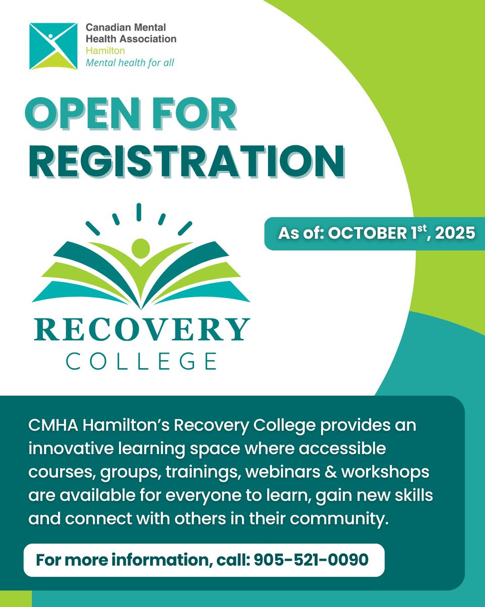 Everyone’s recovery journey is unique, and with our new Recovery College you don’t walk it alone. Interactive courses designed by individuals with Lived &amp; Living Experience, Peer Support Specialists, and CMHA staff. We are so excited to be launching today!  #RecoveryCollege