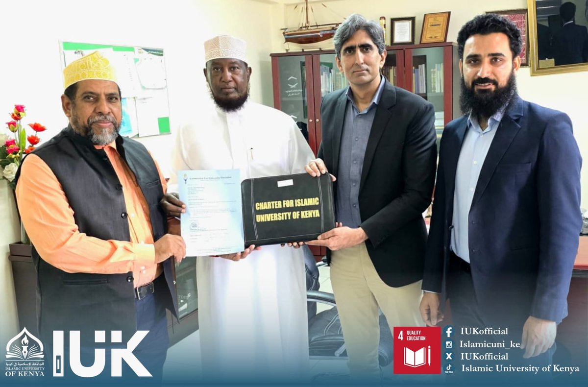 We officially received our Charter, The Charter signed by the President, <a href="/WilliamsRuto/">William Samoei Ruto, PhD</a>  was handed over to the Vice Chancellor, Prof. Dr. Ahmed Bilal Waqar, by the CEO of CUE, Prof. Mike Kuria, in a small but graceful ceremony at the CUE headquarters. 
 #HigherEducationKenya