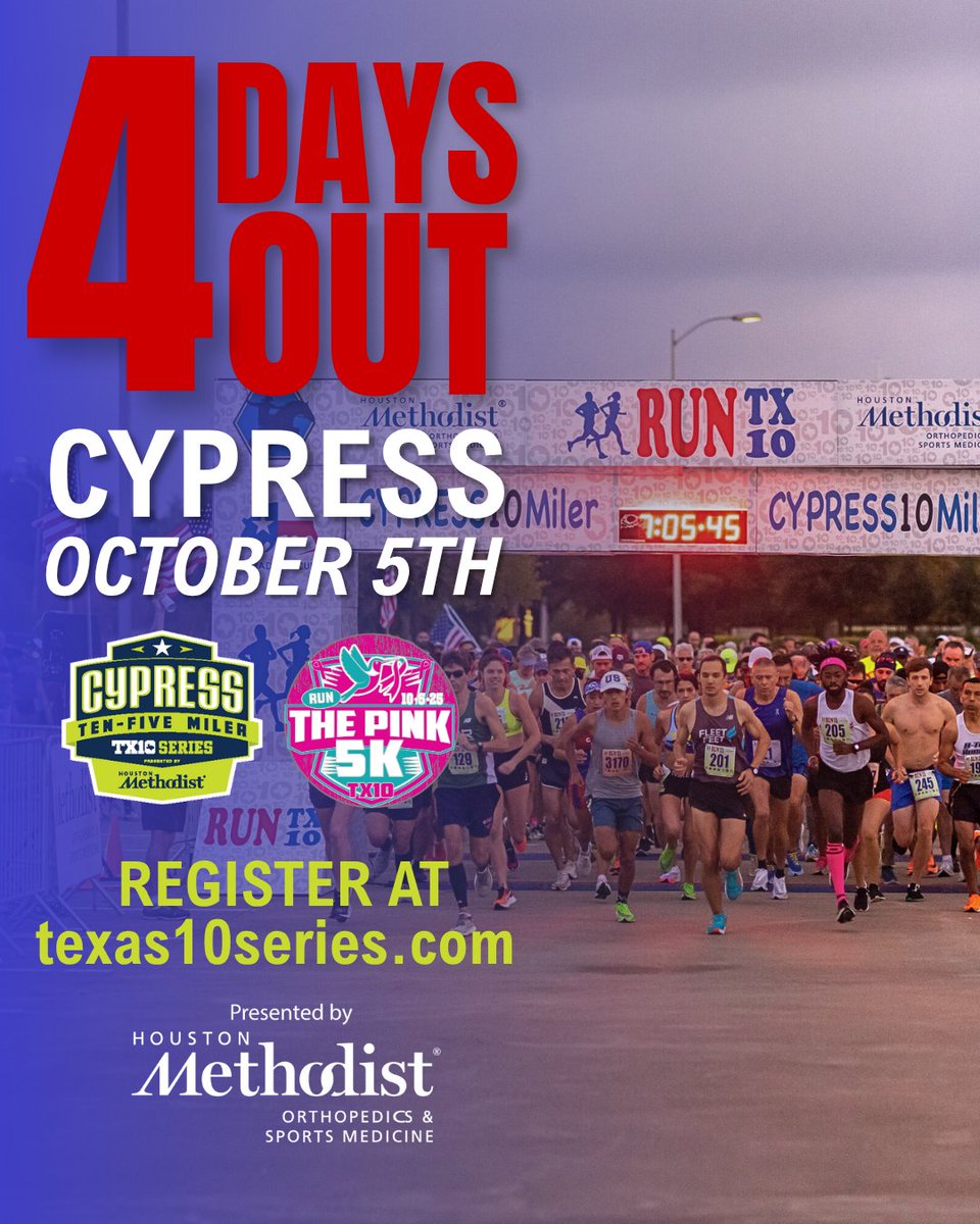 Texas10series's tweet photo. Just 4 DAYS OUT runners🥳 Will we see you there? Make sure to tag us in your race day posts and use our hashtags #Texas10Series and #runtx10 !!!

Register at https://t.co/XnLRFrwh5K https://t.co/Ln3wuUzLrl