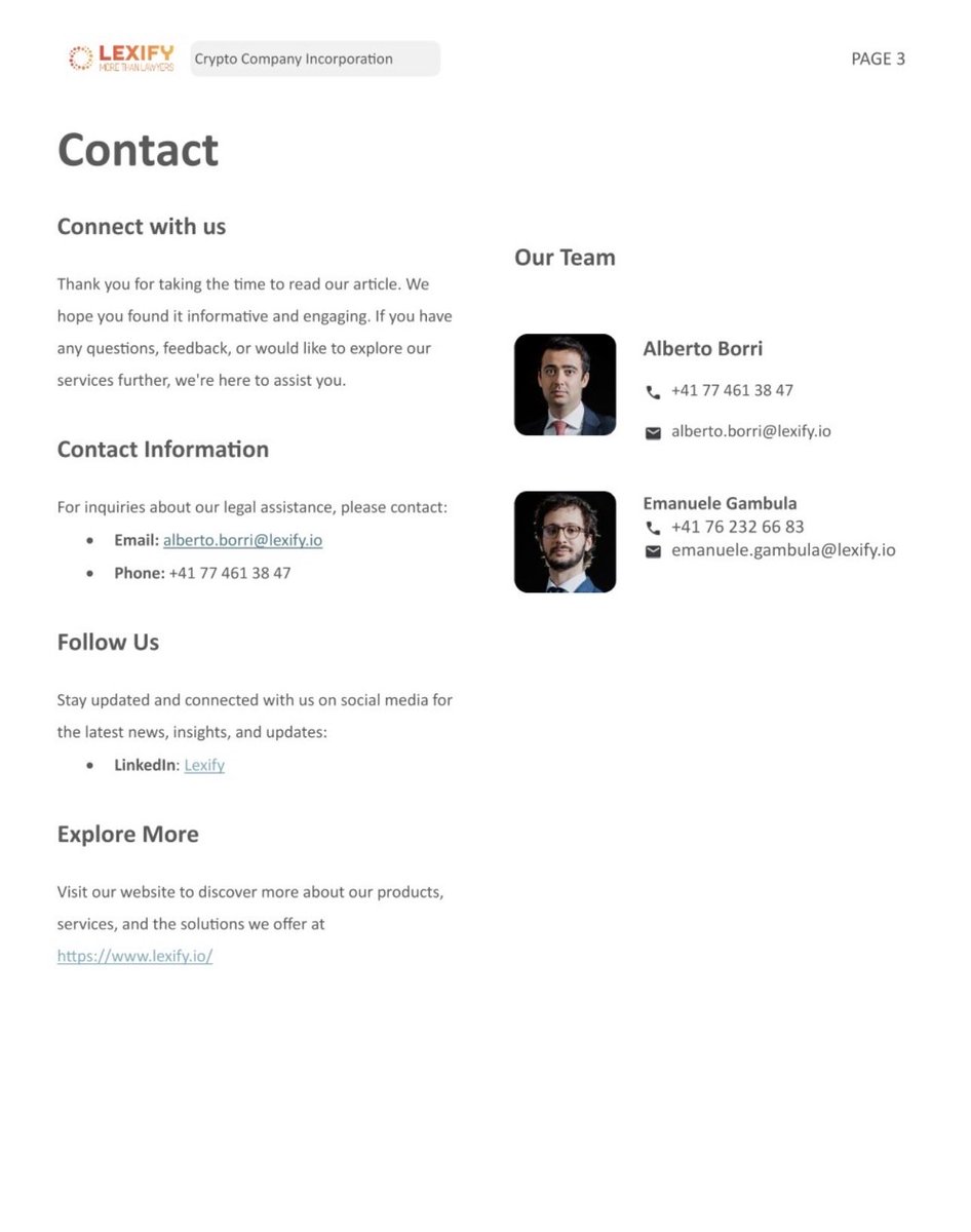 Are you wondering in which jurisdiction it’s possible to set up a company 100% in crypto?

In Switzerland, it’s already possible and we’ve been doing it for quite some time.
If you’re curious about how, you’ll find all the details below.
#crypto #cryptoincorporation   <a href="/LexifySA/">Lexify SA</a>